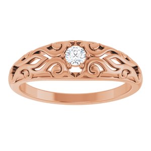 14K Rose Gold 1/10 CT Natural Diamond Ring