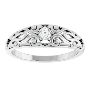 Platinum 1/10 CT Natural Diamond Ring