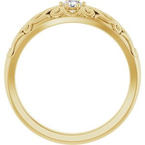14K Yellow Gold 1/10 CT Natural Diamond Ring