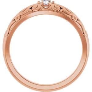 14K Rose Gold 1/10 CT Natural Diamond Ring