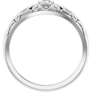 14K White Gold 1/10 CT Natural Diamond Ring