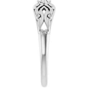 Platinum 1/10 CT Natural Diamond Ring