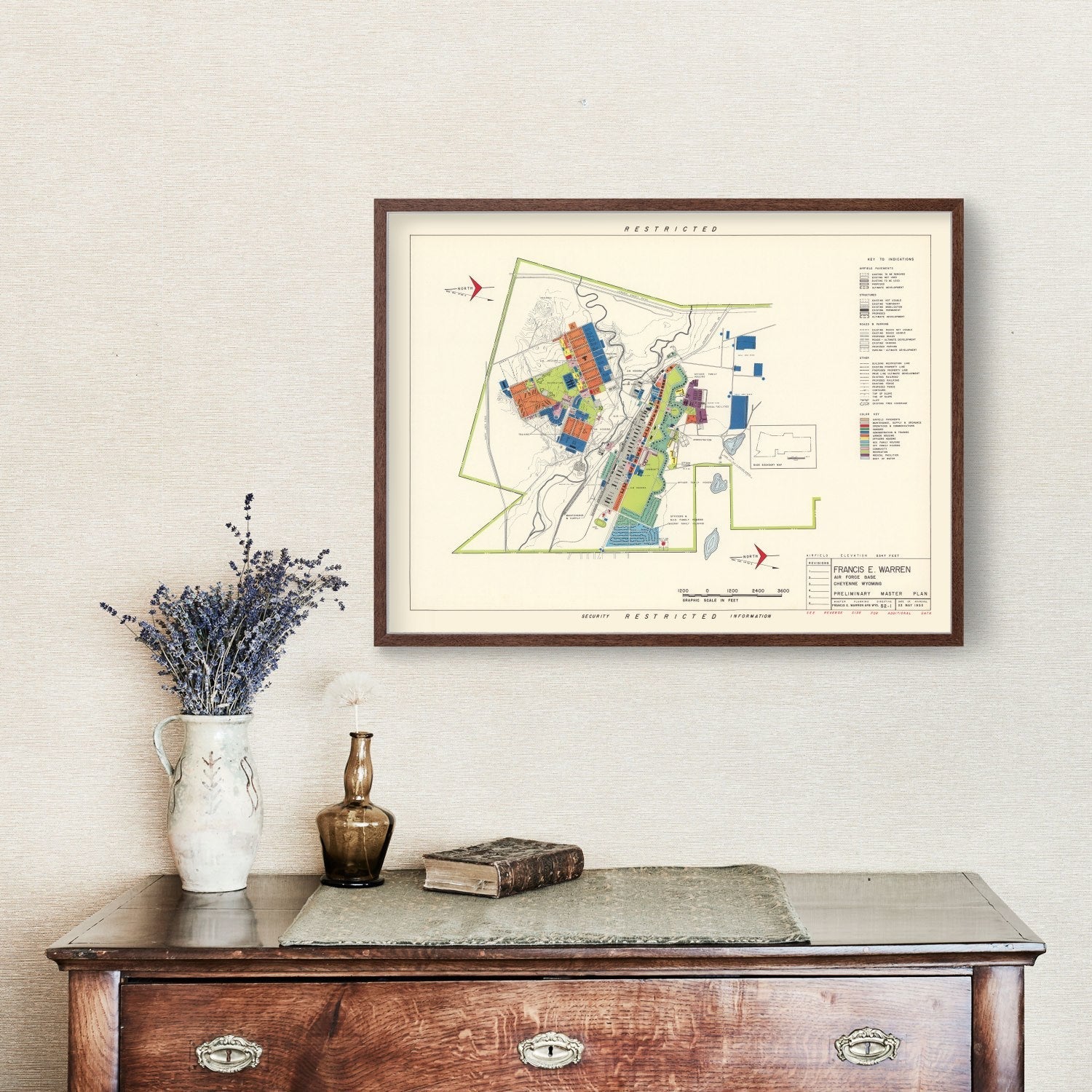 Vintage Map of Francis E. Warren Air Force Base, 1952