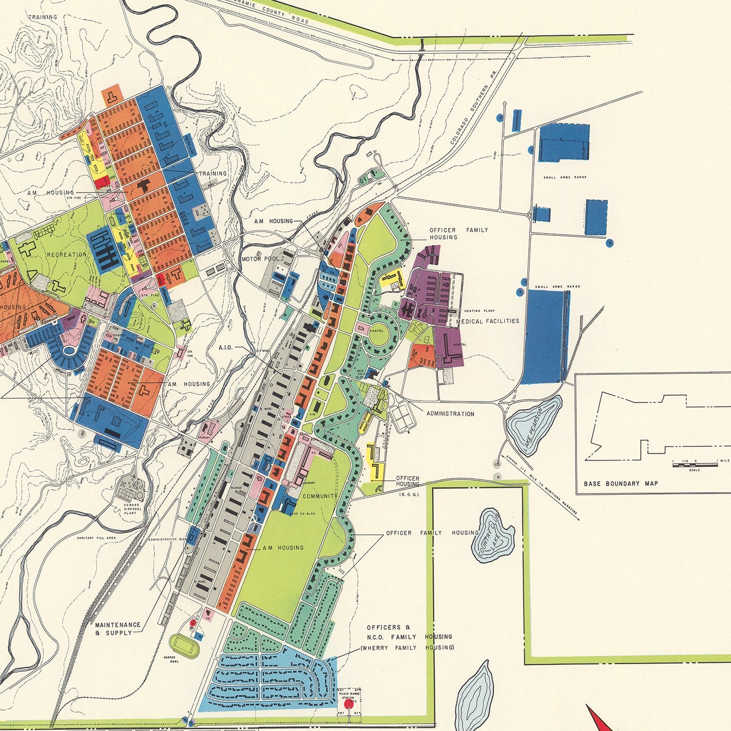 Vintage Map of Francis E. Warren Air Force Base, 1952