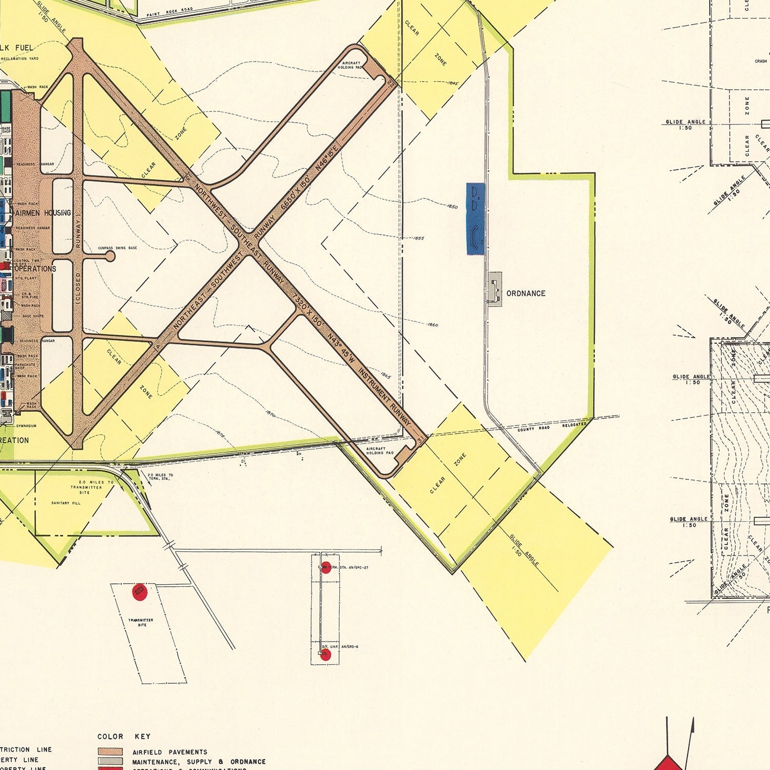 Vintage Map of Goodfellow Air Force Base, 1952