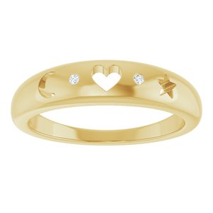 14K Yellow Gold .015 CTW Natural Diamond Celestial Pierced Ring