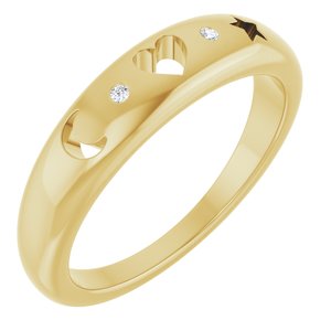14K Yellow Gold .015 CTW Natural Diamond Celestial Pierced Ring