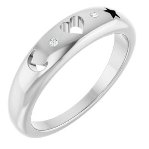 14K White Gold .015 CTW Natural Diamond Celestial Pierced Ring