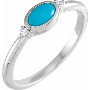 14K White Gold Natural Turquoise & .03 CTW Natural Diamond Ring