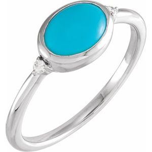 14K Yellow Gold Natural Turquoise & .03 CTW Natural Diamond Ring