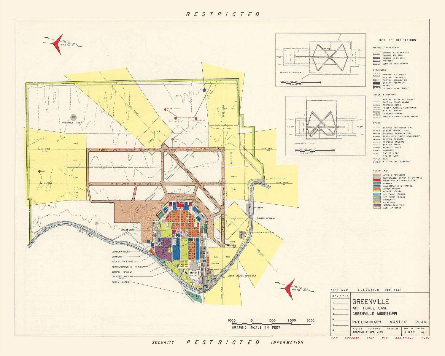 Vintage Map of Greenville Air Force Base, 1951