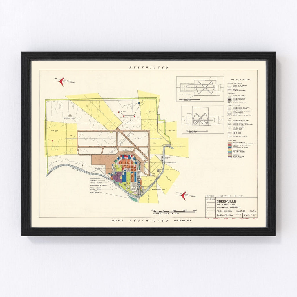 Vintage Map of Greenville Air Force Base, 1951