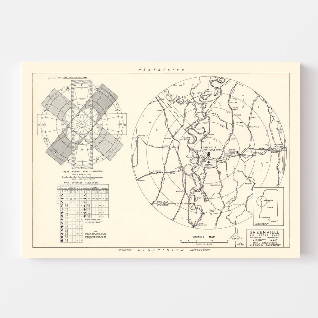 Vintage Map of the Greenville Air Force Base Vicinity, 1951