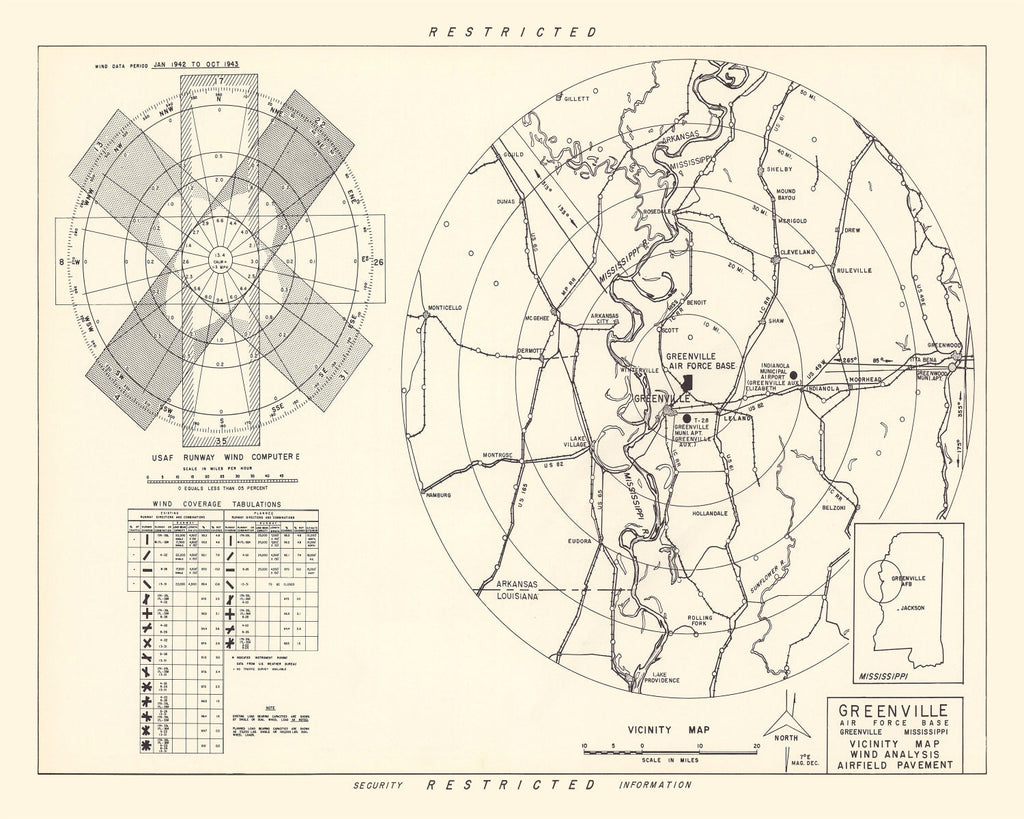 Vintage Map of the Greenville Air Force Base Vicinity, 1951