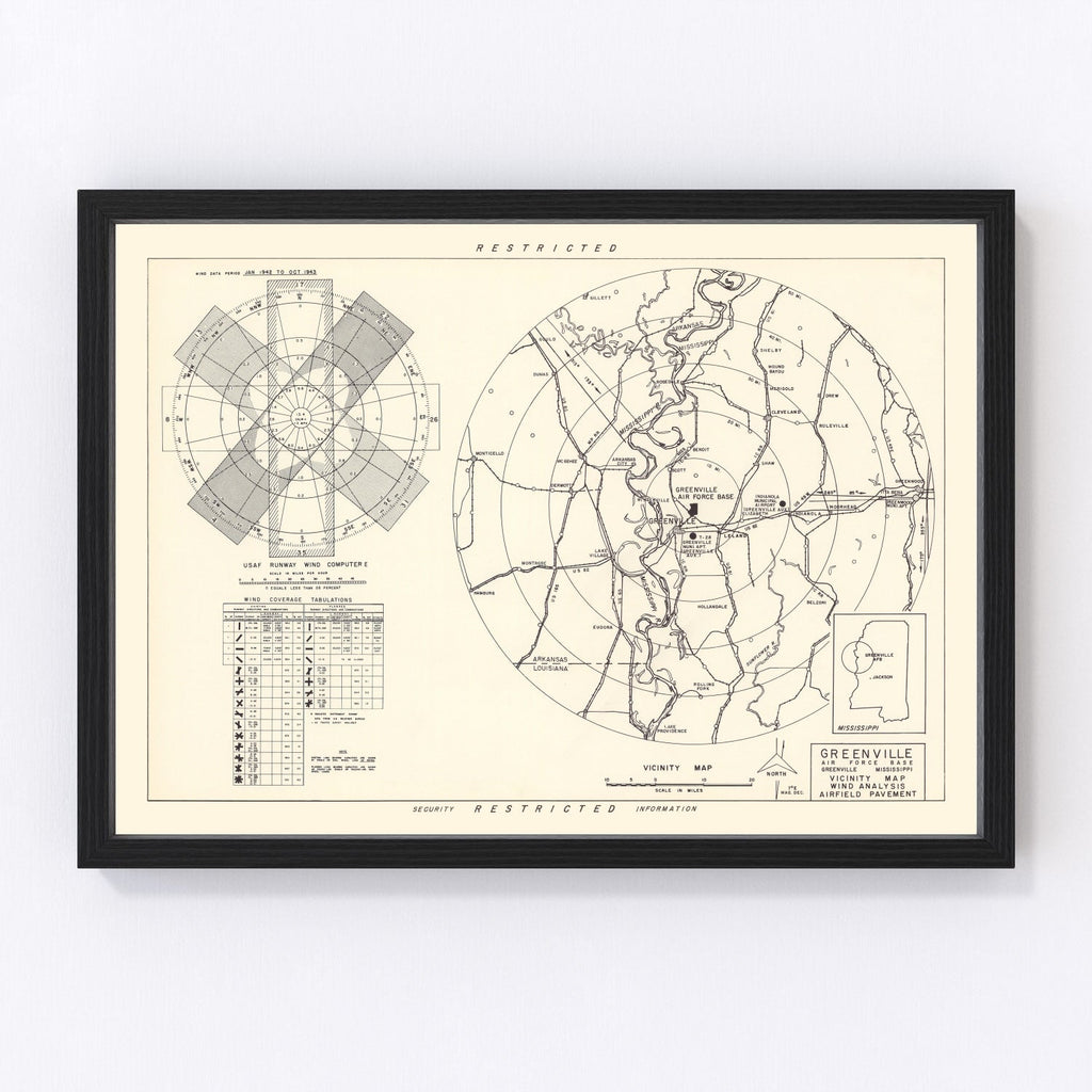 Vintage Map of the Greenville Air Force Base Vicinity, 1951