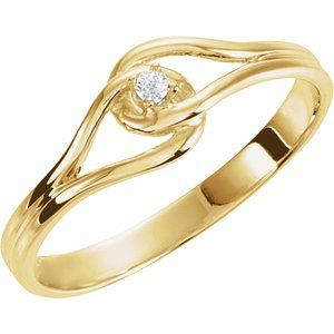 14K Yellow Gold .02 CT Natural Diamond Ring