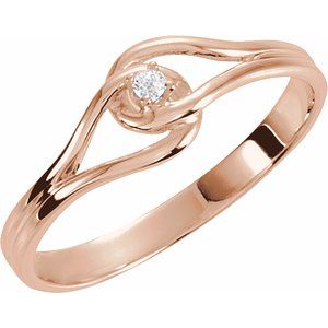 14K Rose Gold .02 CT Natural Diamond Ring