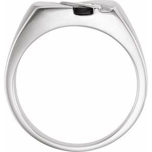 14K White Gold Natural Black Onyx & 1/10 CTW Natural Diamond Ring