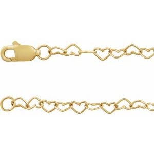 14K Yellow Gold-Filled 3.2 mm Heart 20" Chain