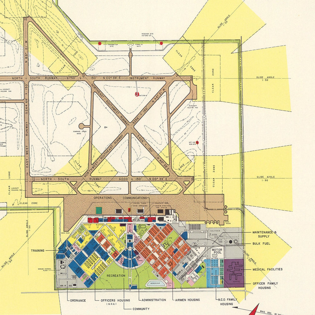 Vintage Map of Harlingen All-Valley Air Force Base, 1951