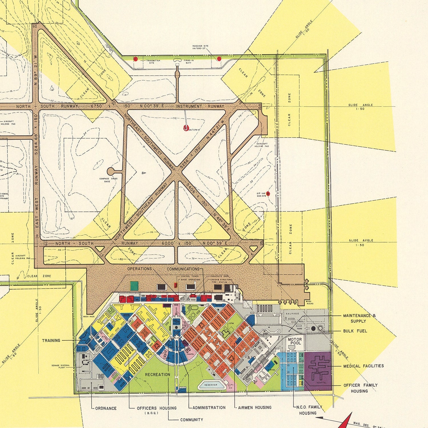 Vintage Map of Harlingen All-Valley Air Force Base, 1951