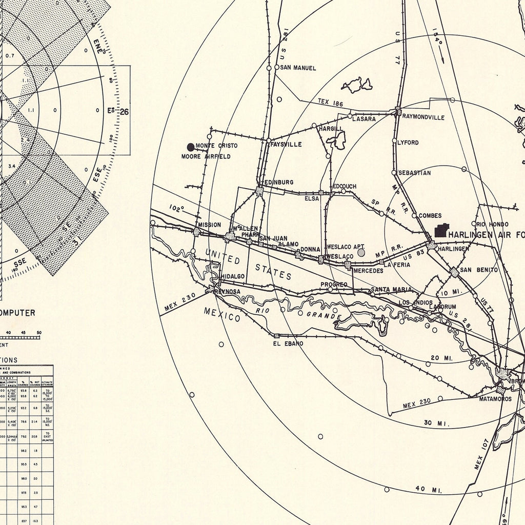 Vintage Map of the Harlingen All-Valley Air Force Base Vicinity, 1951