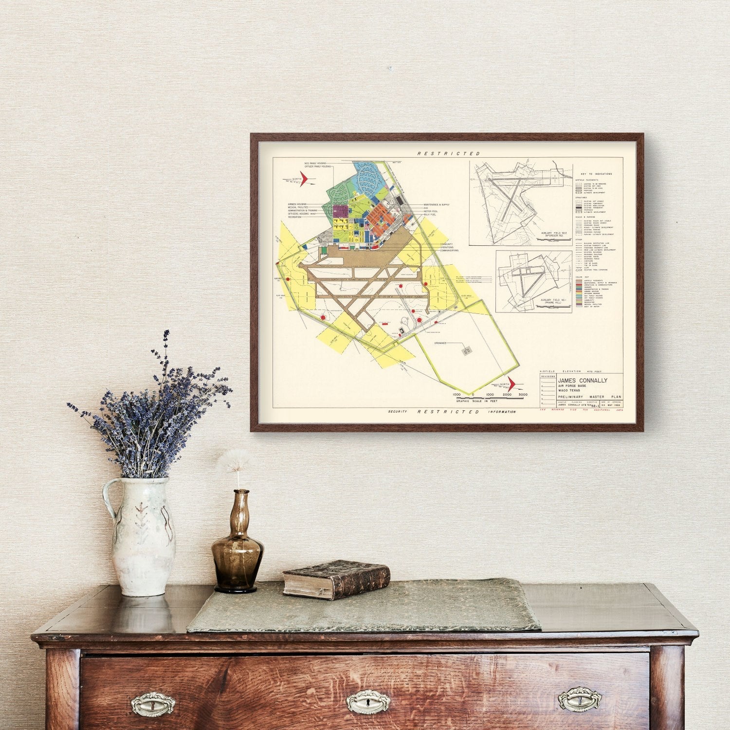 Vintage Map of James Connally Air Force Base, 1952
