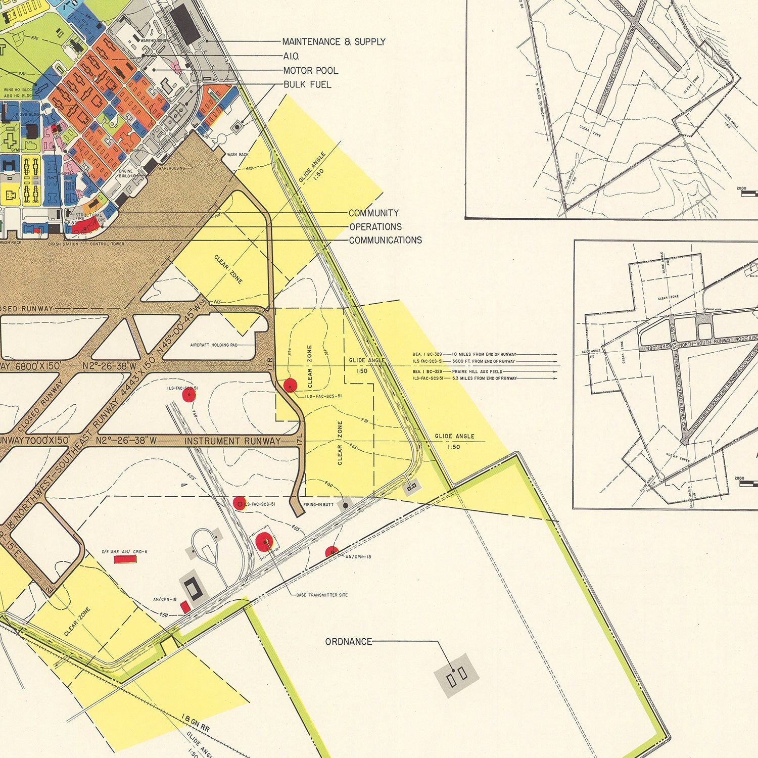 Vintage Map of James Connally Air Force Base, 1952