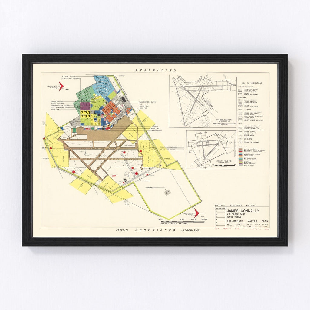 Vintage Map of James Connally Air Force Base, 1952