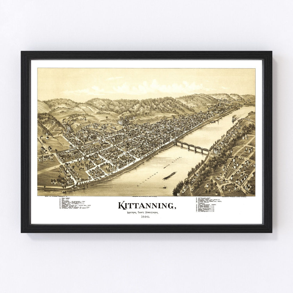 Vintage Map of Kittanning, Pennsylvania 1896