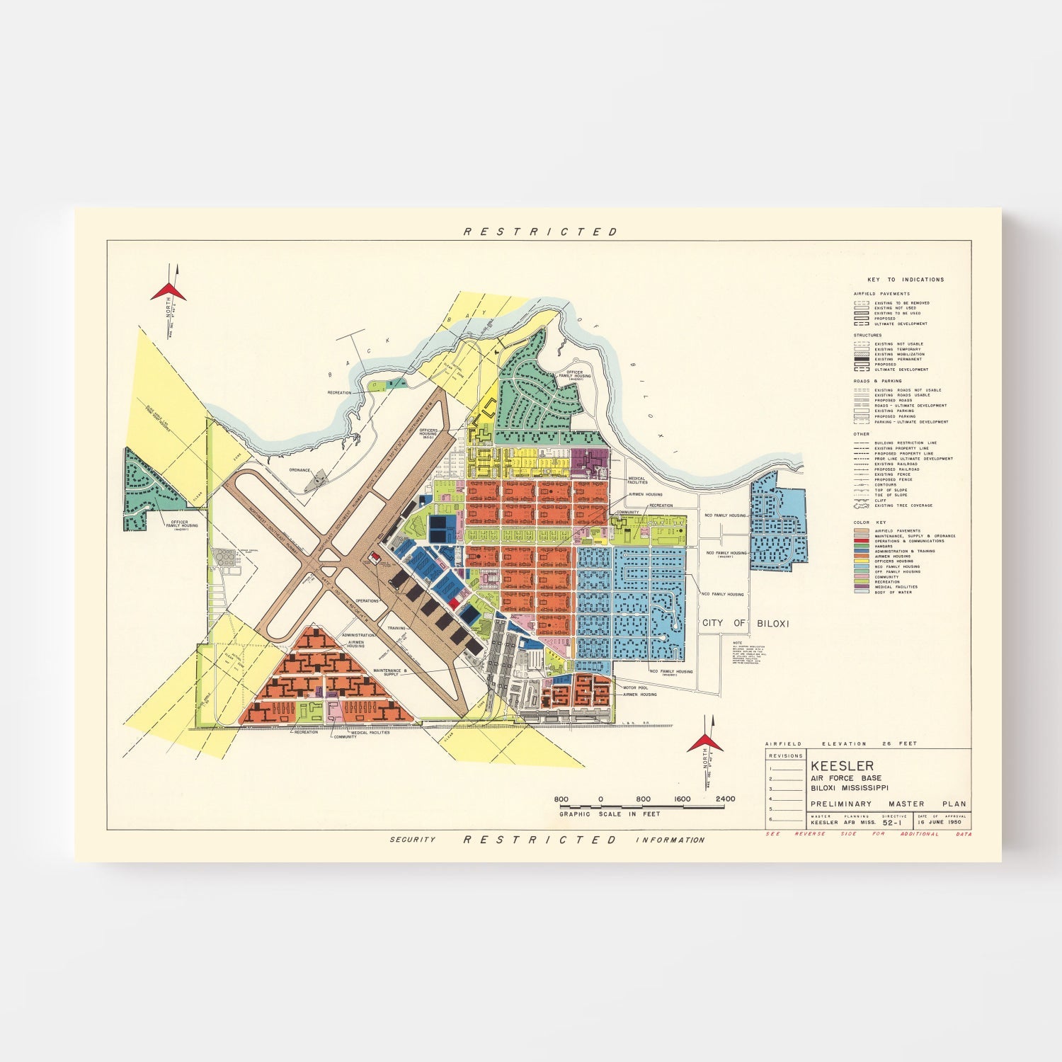 Vintage Map of Keesler Air Force Base, 1950
