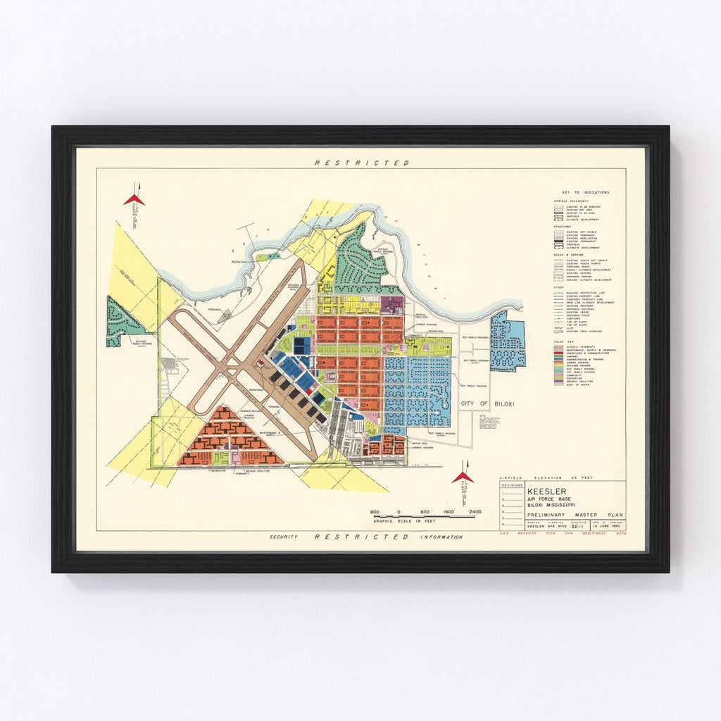 Vintage Map of Keesler Air Force Base, 1950