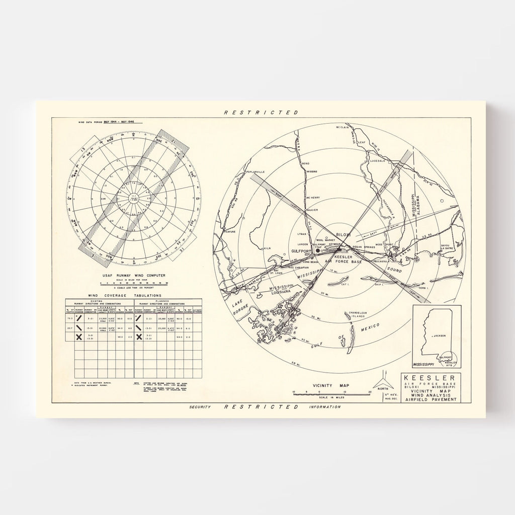 Vintage Map of the Keesler Air Force Base Vicinity, 1950