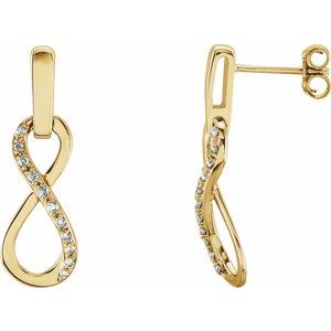 14K Yellow Gold 1/10 CTW Natural Diamond Infinity-Inspired Earrings