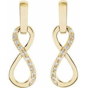 14K Yellow Gold 1/10 CTW Natural Diamond Infinity-Inspired Earrings – image 2