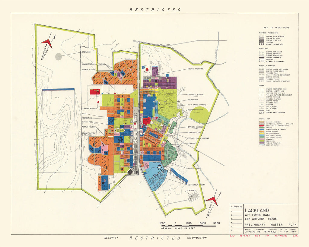 Vintage Map of Lackland Air Force Base, 1950