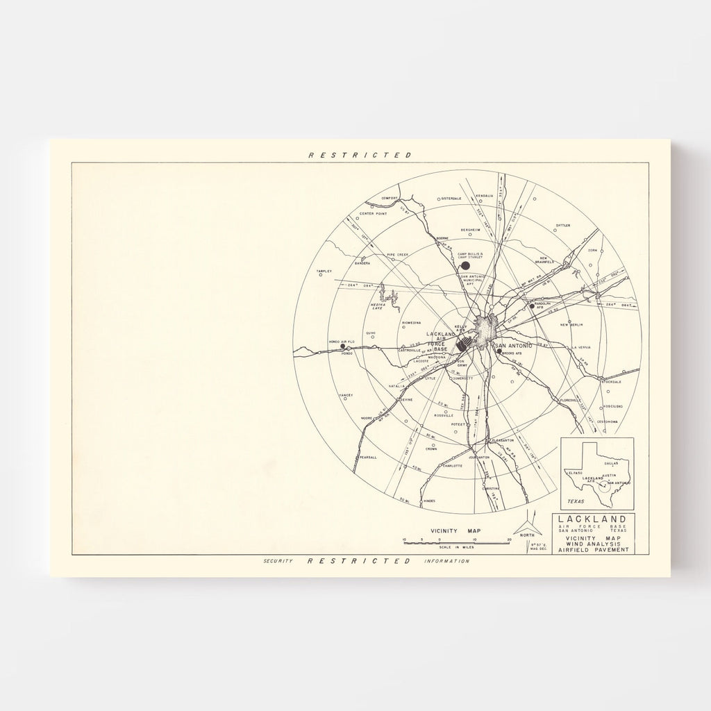 Vintage Map of the Lackland Air Force Base Vicinity, 1950