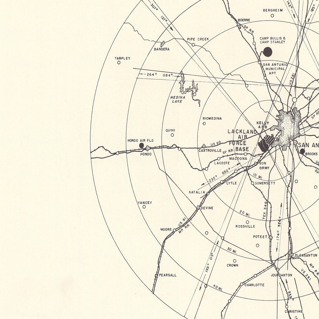 Vintage Map of the Lackland Air Force Base Vicinity, 1950