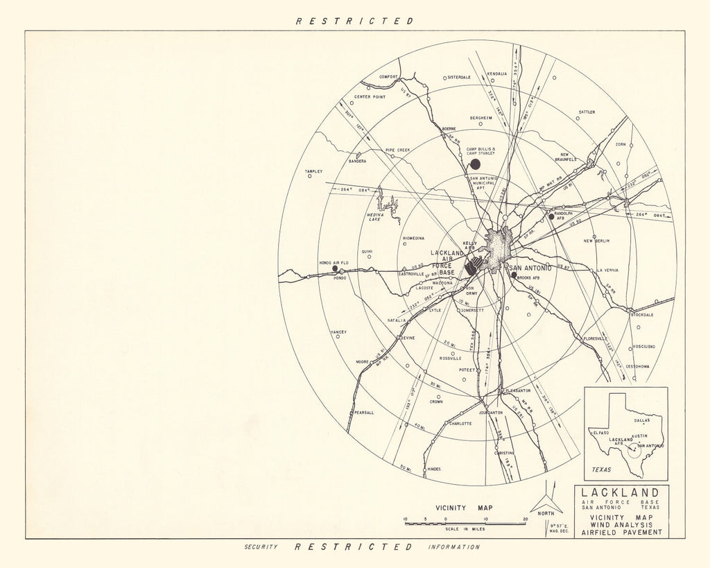 Vintage Map of the Lackland Air Force Base Vicinity, 1950