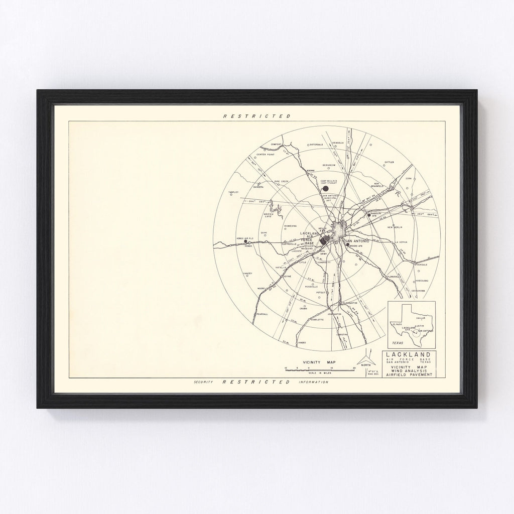 Vintage Map of the Lackland Air Force Base Vicinity, 1950