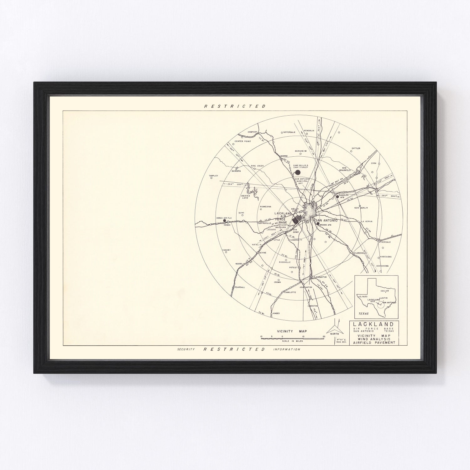 Vintage Map of the Lackland Air Force Base Vicinity, 1950
