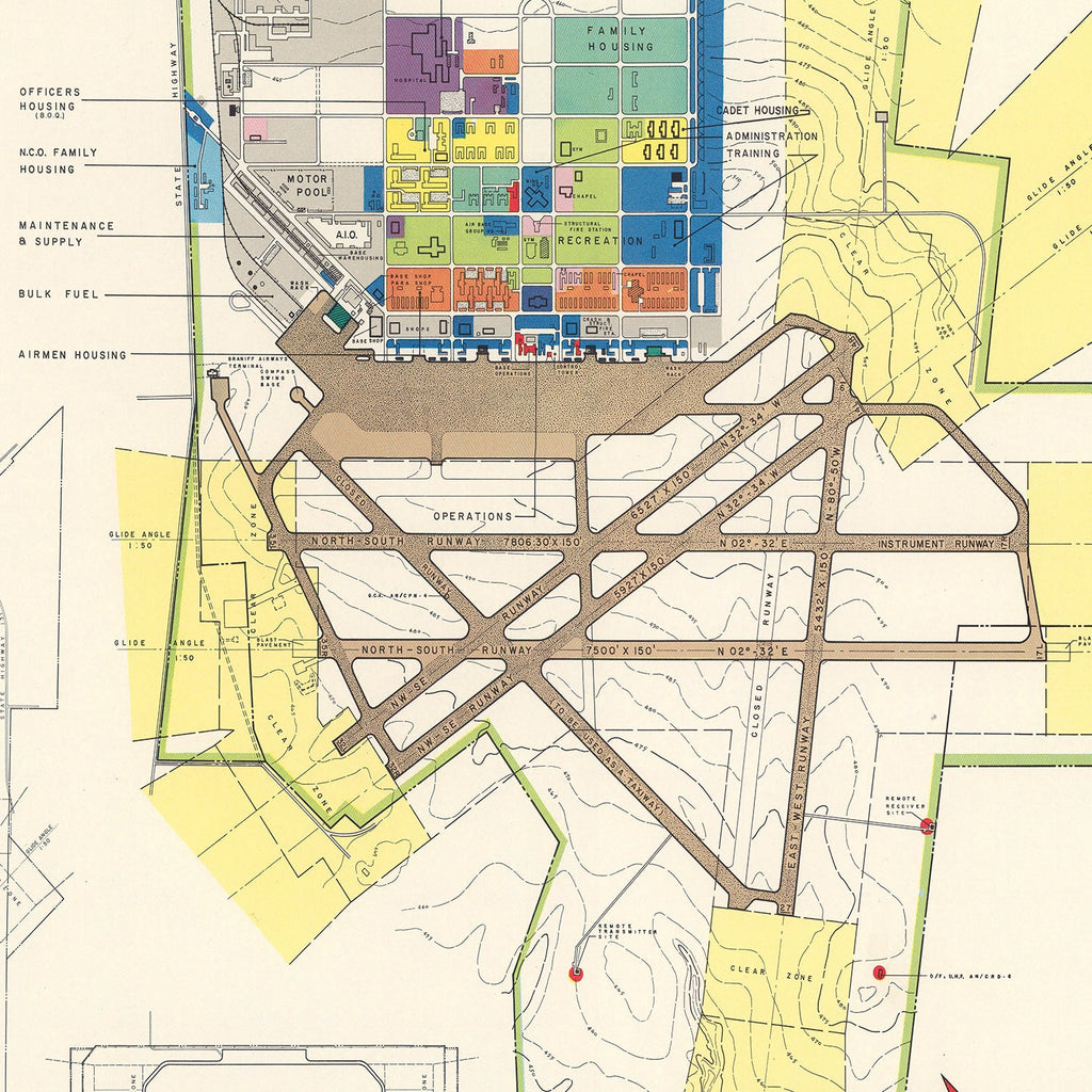 Vintage Map of Laredo Air Force Base, 1951