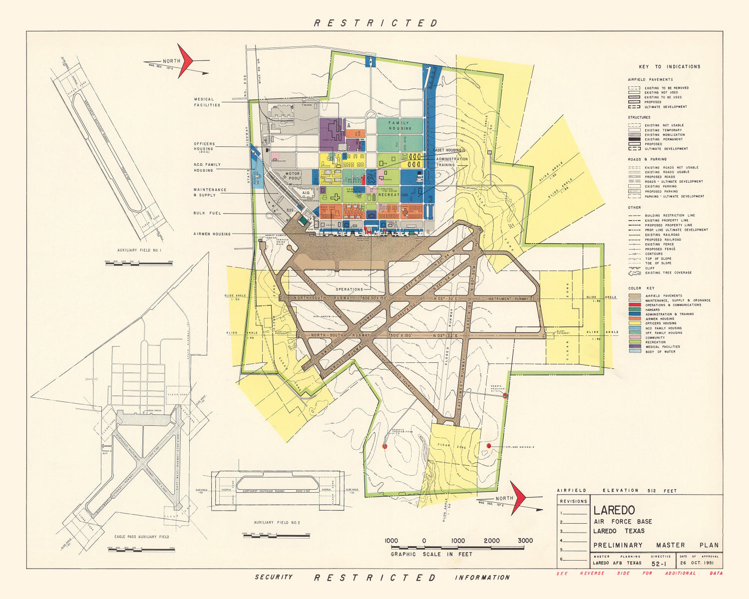 Vintage Map of Laredo Air Force Base, 1951
