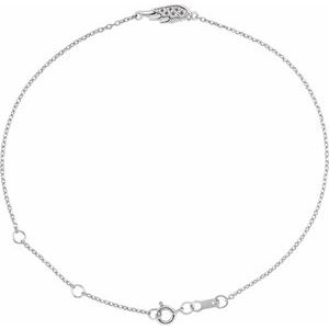 14K White Gold Accented Angel Wing 6 1/2-7 1/2" Bracelet Mounting