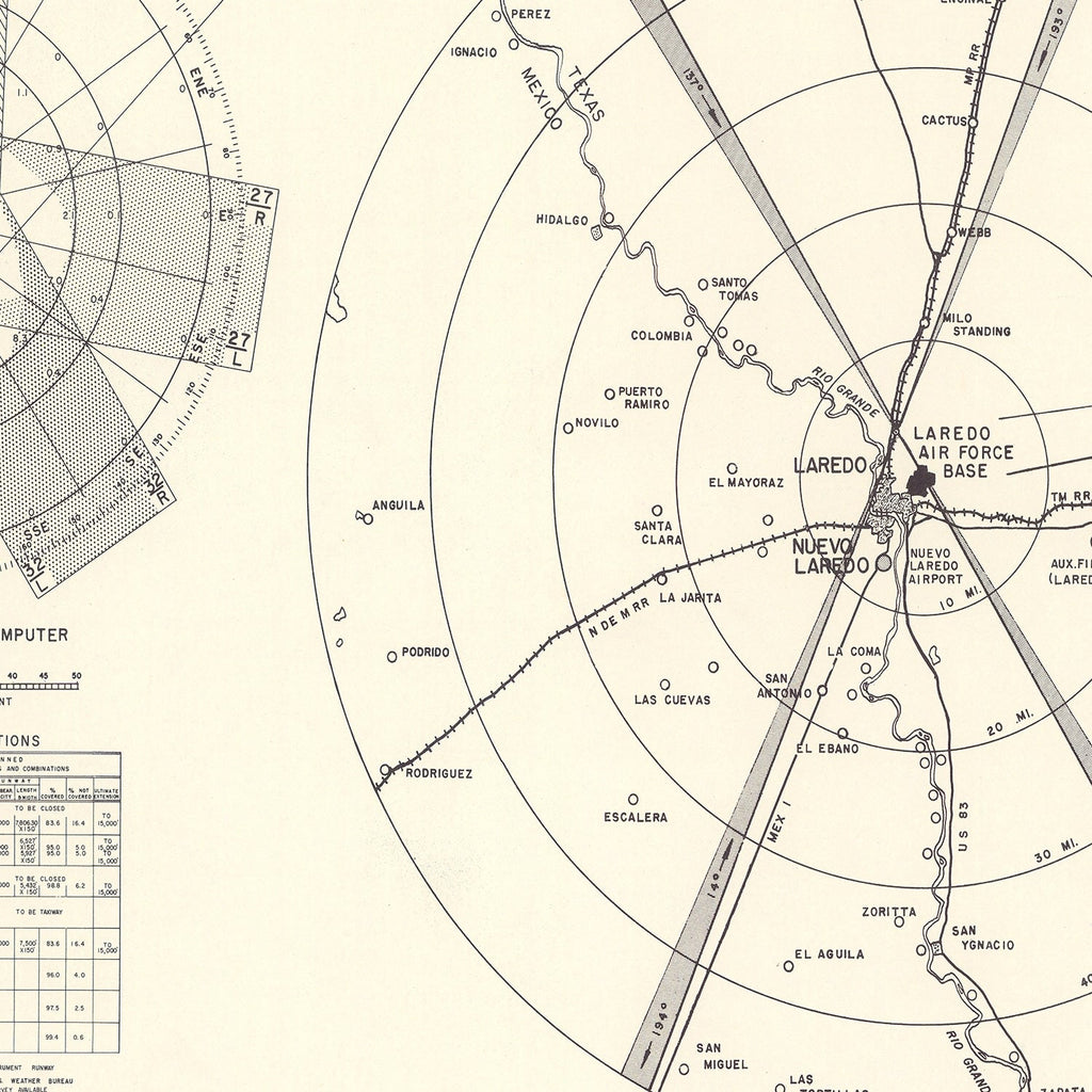 Vintage Map of the Laredo Air Force Base Vicinity, 1951