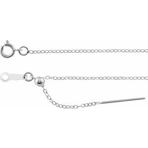 14K White 1.1 mm Adjustable Threader Cable 16-22" Chain