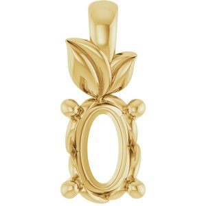 18K Yellow Gold 6x4 mm Oval Charm/Pendant Mounting – image 2