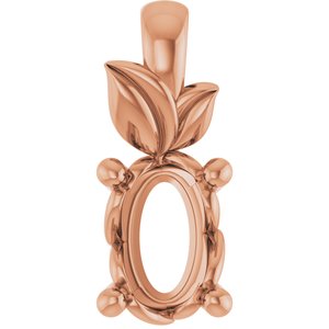 18K Rose Gold 6x4 mm Oval Charm/Pendant Mounting – image 2