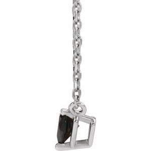 14K White Gold Natural Black Onyx Heart 16-18" Necklace