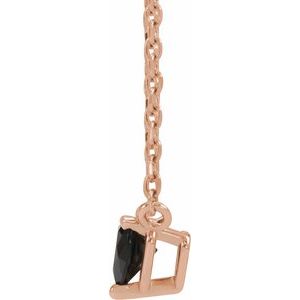 14K Rose Gold Natural Black Onyx Heart 16-18" Necklace